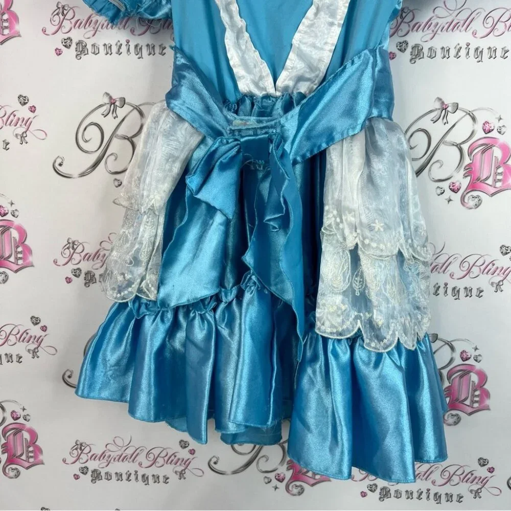 Disney Alice in wonderland costume dress teacups Blue and White Kids Costume - Picture 9 of 13